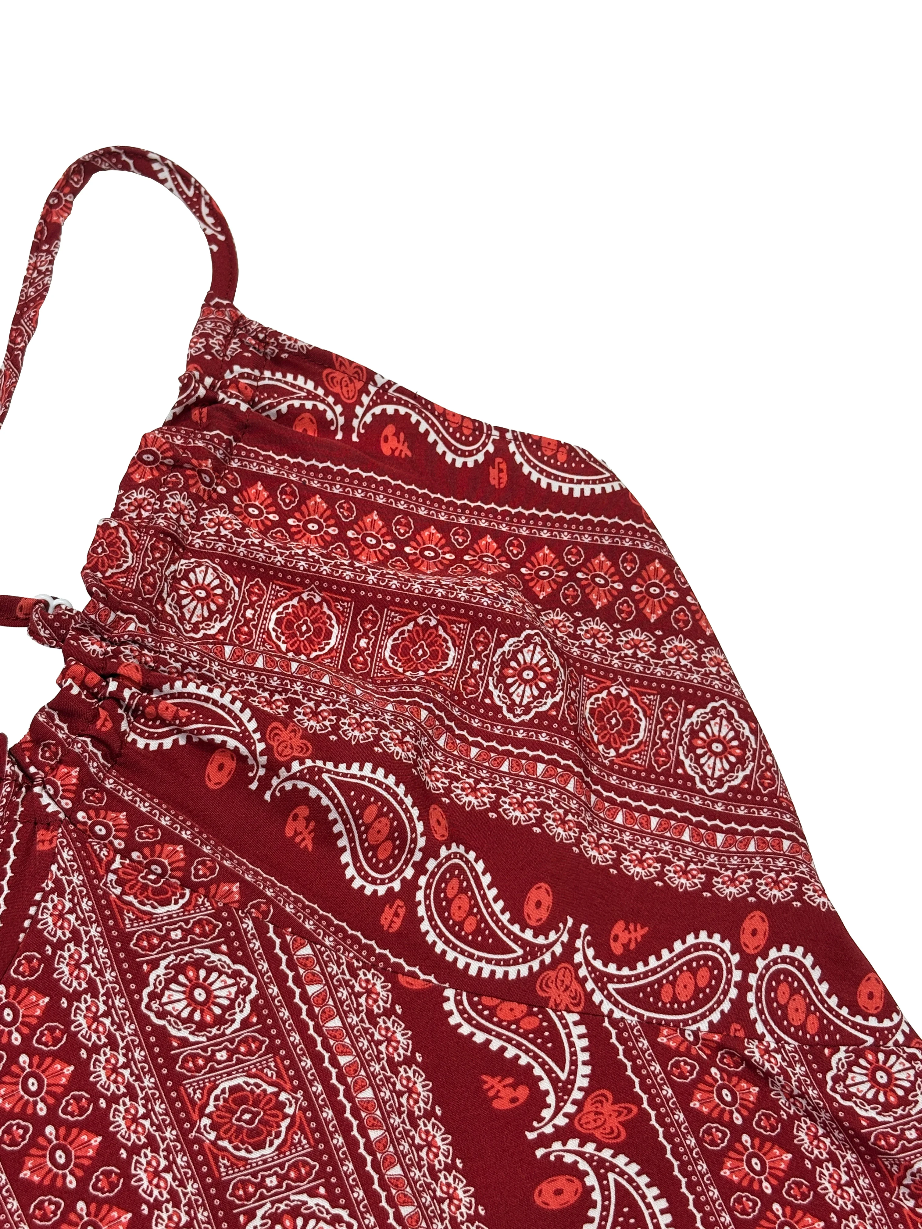 Women's Summer Ethnic Pattern Backless Split Thigh Dress Ladies Summer Clothes Boho Fashion Frill Trim Long Dress for Beach