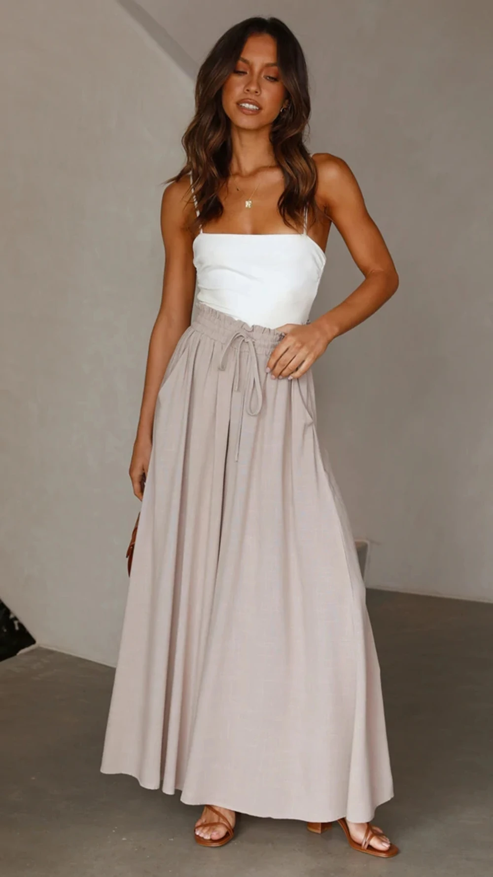 Summer Women's Wide Leg Pants With Elastic Waistband