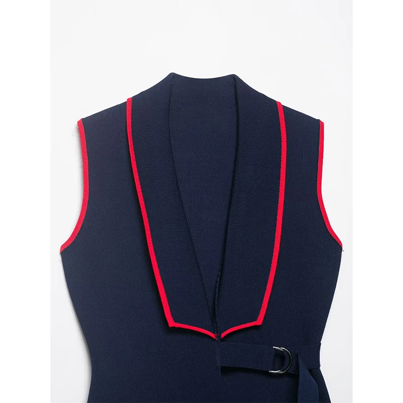 Women's Waistcoat 2026 Spring Summer V-neck Sleeveless Double-breasted Tops Casual Fashion Lady Knitted Colorblock Tank Tops