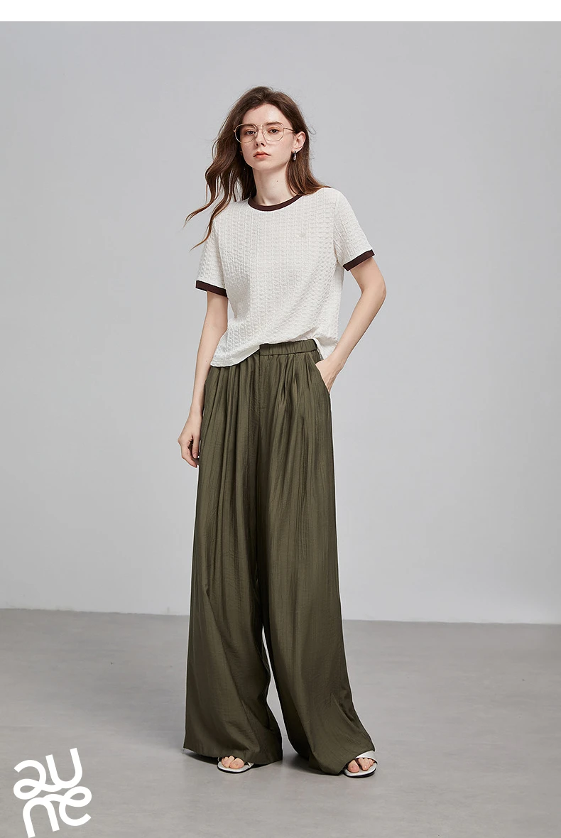 TOYOUTH Women T Shirts 2026 Summer New Embossed Texture Bubble Pleat Color Block Crew Neck Unique Tops