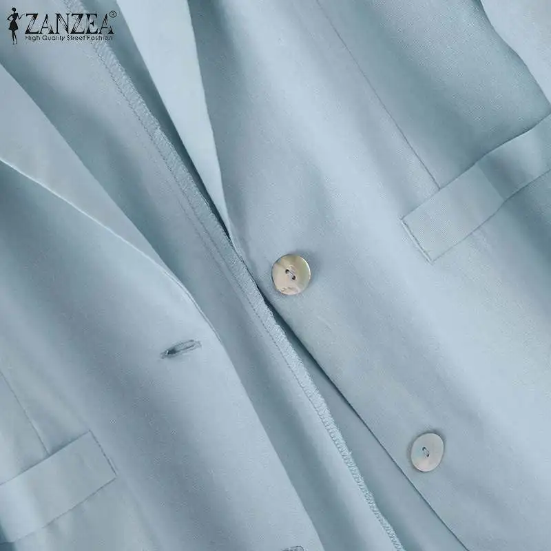 ZANZEA Woman Elegant OL Work Blazer Fashion Solid Color Outwear Long Sleeve Lapel Neck Shirt Female Vintage Button Coats 2023