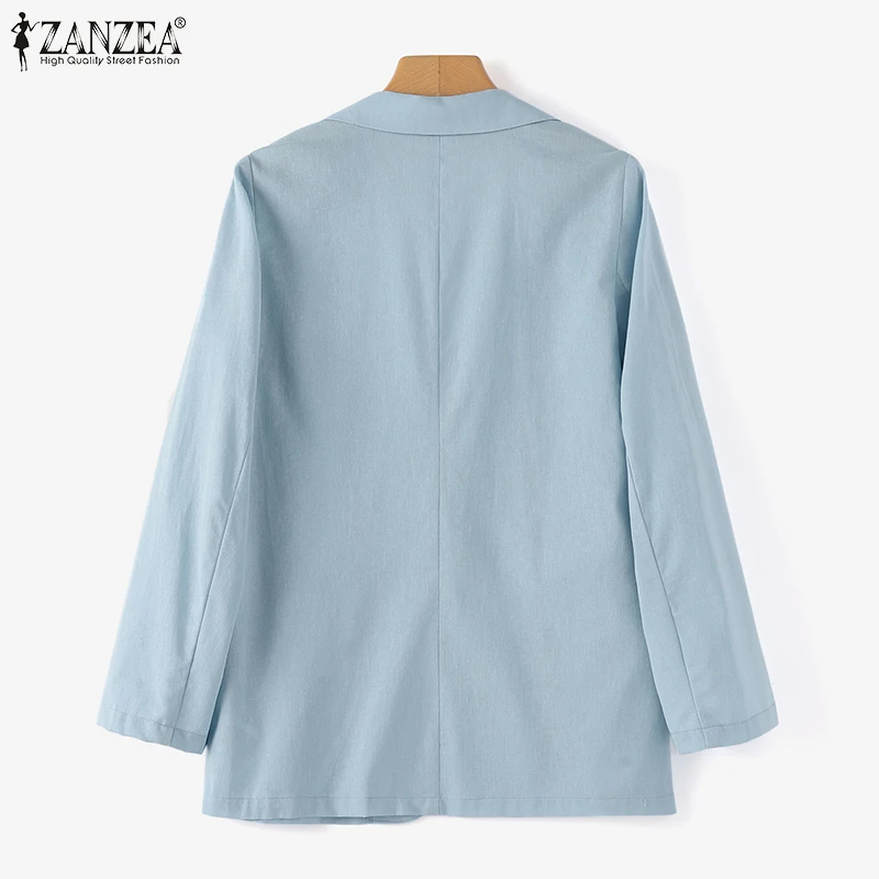 ZANZEA Woman Elegant OL Work Blazer Fashion Solid Color Outwear Long Sleeve Lapel Neck Shirt Female Vintage Button Coats 2023