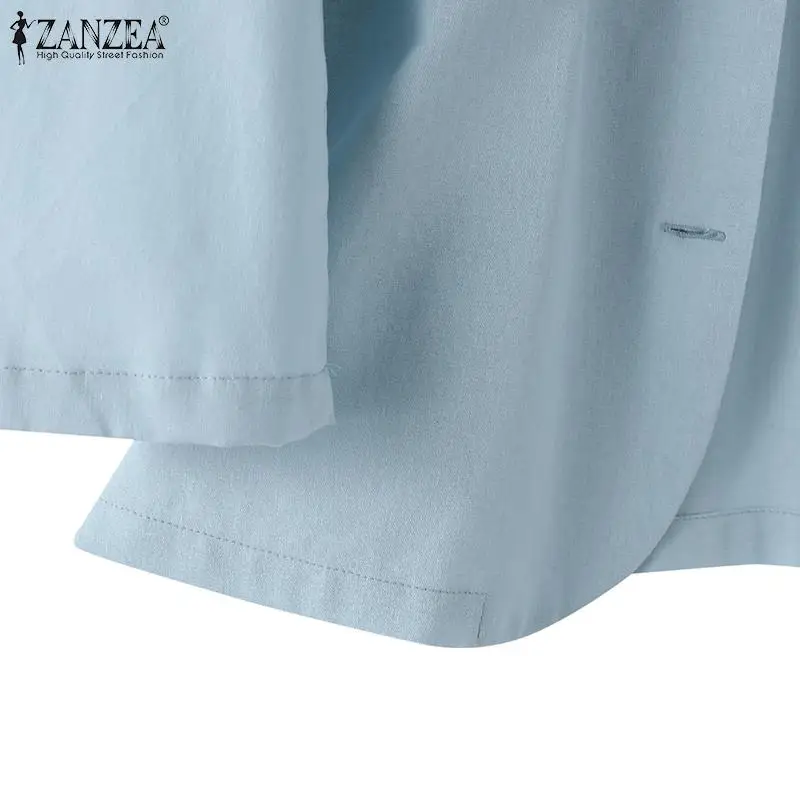 ZANZEA Woman Elegant OL Work Blazer Fashion Solid Color Outwear Long Sleeve Lapel Neck Shirt Female Vintage Button Coats 2023
