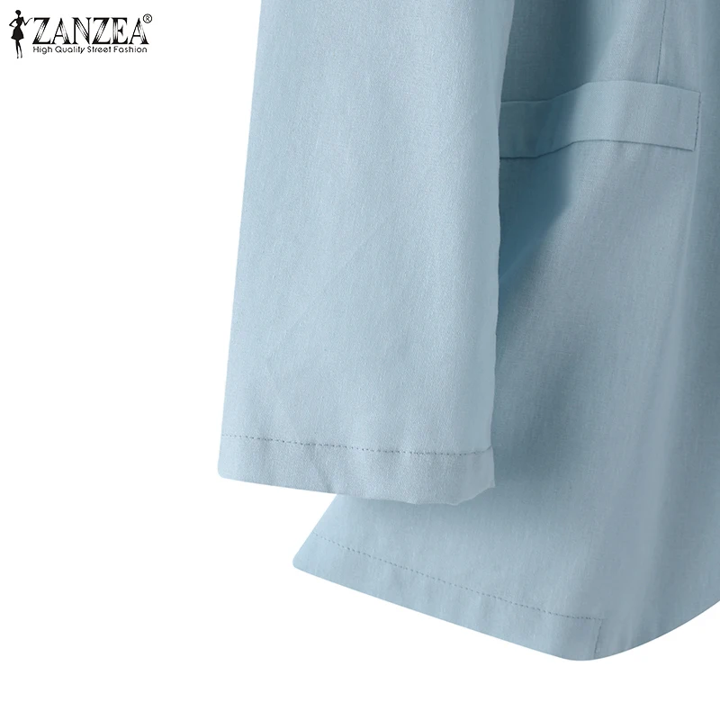 ZANZEA Woman Elegant OL Work Blazer Fashion Solid Color Outwear Long Sleeve Lapel Neck Shirt Female Vintage Button Coats 2023