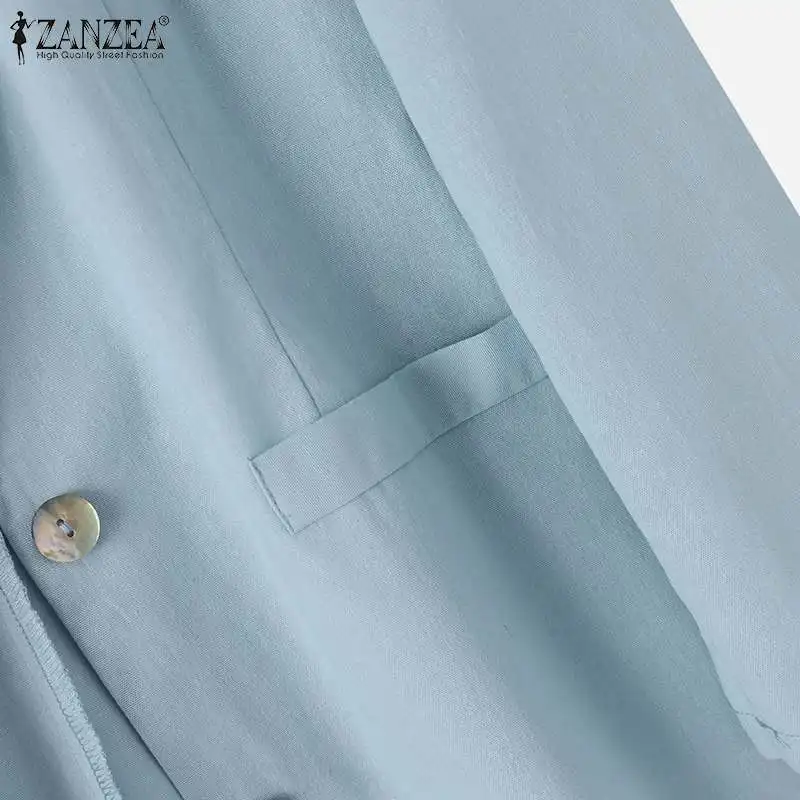 ZANZEA Woman Elegant OL Work Blazer Fashion Solid Color Outwear Long Sleeve Lapel Neck Shirt Female Vintage Button Coats 2023