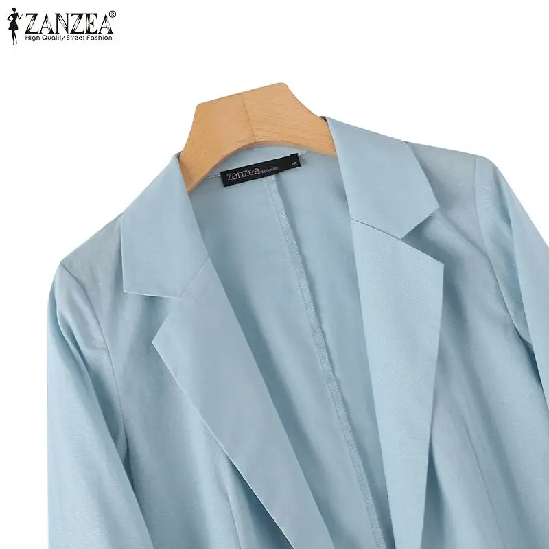 ZANZEA Woman Elegant OL Work Blazer Fashion Solid Color Outwear Long Sleeve Lapel Neck Shirt Female Vintage Button Coats 2023