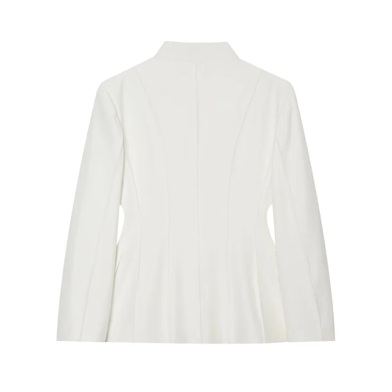 ETJ 2025 Women's New Fashion Design Three-Dimensional Cut High Collar Slim Suit Jacket & Matching Casual Trousers