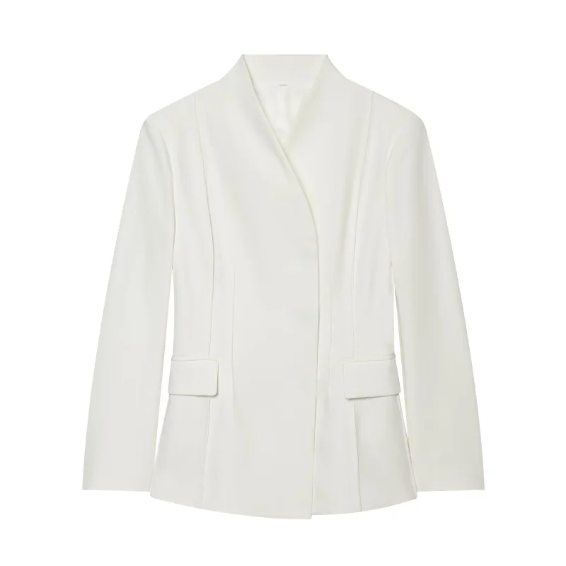 ETJ 2025 Women's New Fashion Design Three-Dimensional Cut High Collar Slim Suit Jacket & Matching Casual Trousers