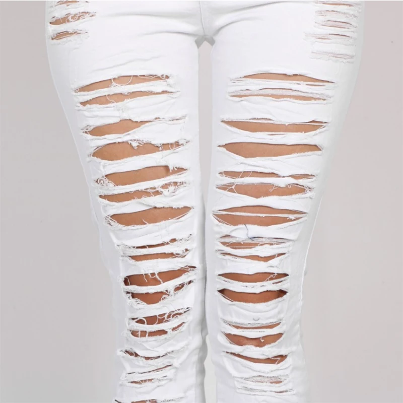 HOLE Denim Women 2026 High Waist Ripped Jeans for Women Skinny Black Pockets Jeans Woman Elastic Slim Jean Female Femme Pants