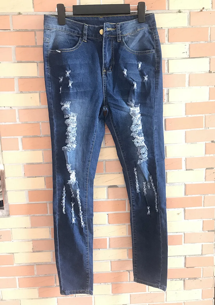 HOLE Denim Women 2026 High Waist Ripped Jeans for Women Skinny Black Pockets Jeans Woman Elastic Slim Jean Female Femme Pants