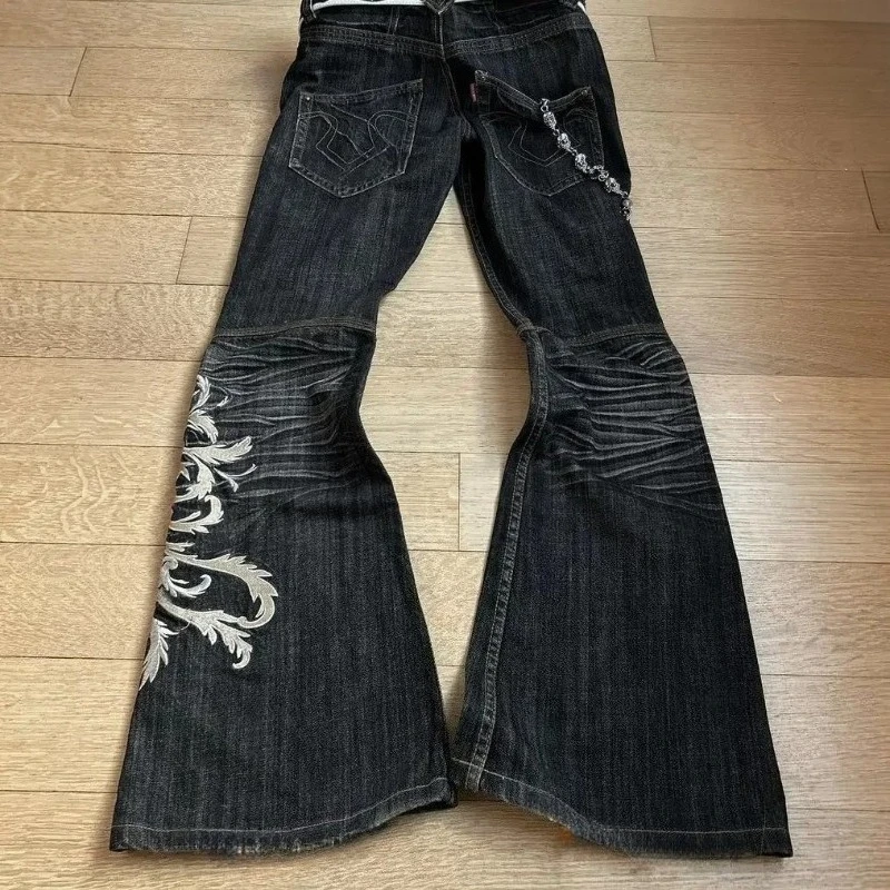 Y2K Micro La Retro Wide Jeans 2006 Leg Pants New High Waist Harajuku Loose Embroidered Women Jeans with Rock Punk Style