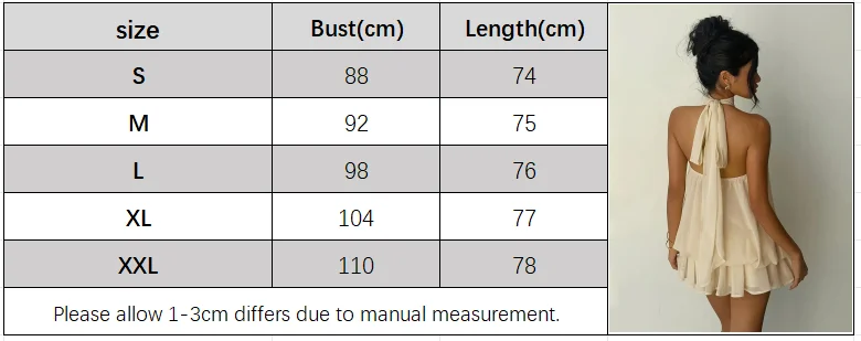 Women's Halter Neck Dress, Backless Tie-Front Chiffon Sheer Mini Skirt, Fashionable Sexy Y2K Vintage Cute Party Birthday Dress