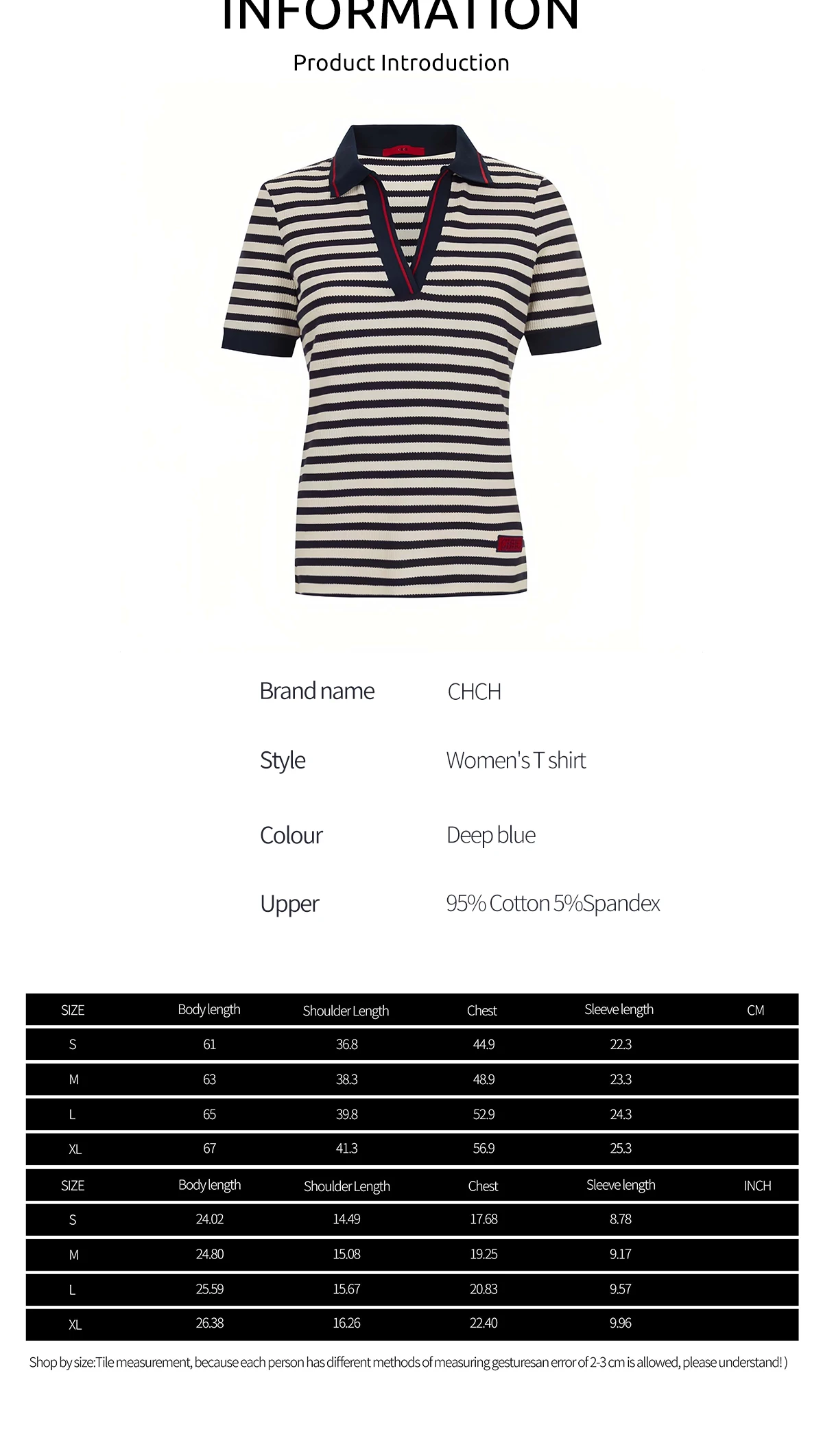 CHCH Fashion Stripe Knitted Polo Neck T Shirt For Women Soft Chic Short Sleeve Casual Pullovers 2025 Summer New Lady Street Tops