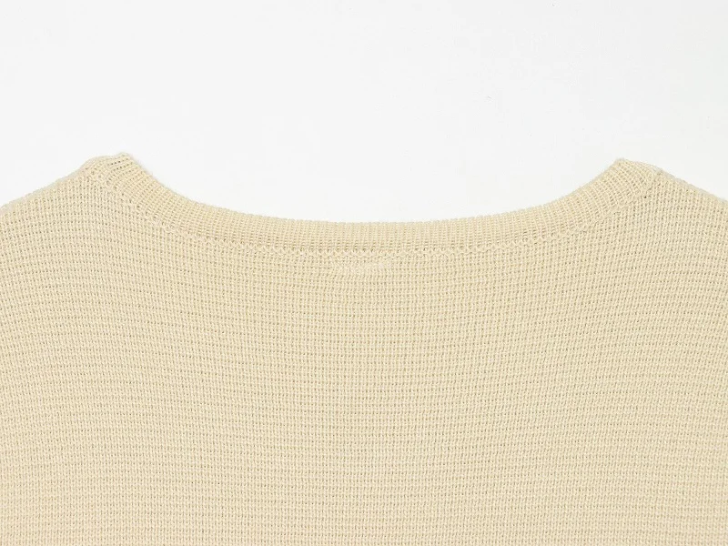 MUJER Button Knit Crop Top Woman Summer Knitwear Polo Cropped Cardigan Women Wide Sleeve Knitted Sweaters for Women Fashion Tops
