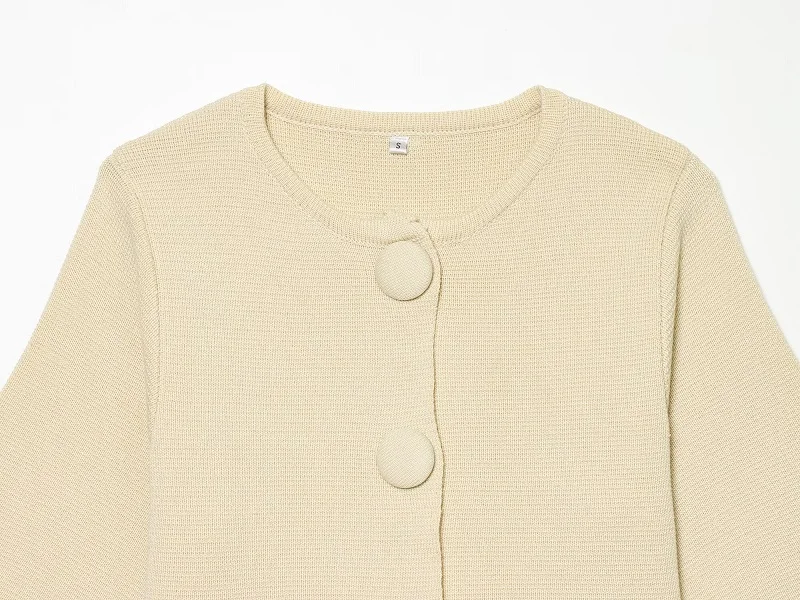 MUJER Button Knit Crop Top Woman Summer Knitwear Polo Cropped Cardigan Women Wide Sleeve Knitted Sweaters for Women Fashion Tops