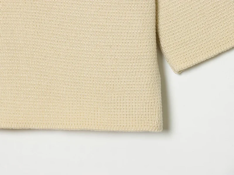 MUJER Button Knit Crop Top Woman Summer Knitwear Polo Cropped Cardigan Women Wide Sleeve Knitted Sweaters for Women Fashion Tops
