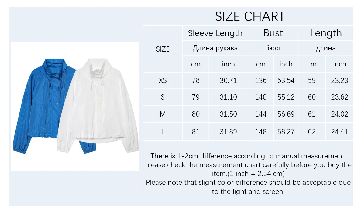 Women's Jacket 2026 Autumn New Style Blue Long-Sleeve Pleated Drawstring Decorative Nylon Loose Jacket Casual Fashion Versatile