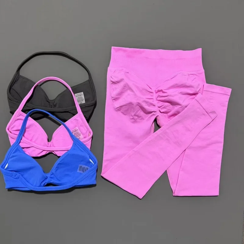 2Pcs HISTELLO Seamless Yoga Sports Set for Women Resistant Backless Bra Pilates Fitness Workout Running Leggings Gym Suit