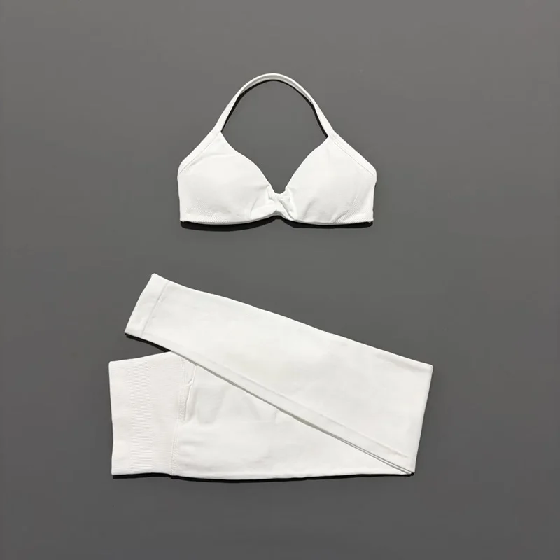 2Pcs HISTELLO Seamless Yoga Sports Set for Women Resistant Backless Bra Pilates Fitness Workout Running Leggings Gym Suit