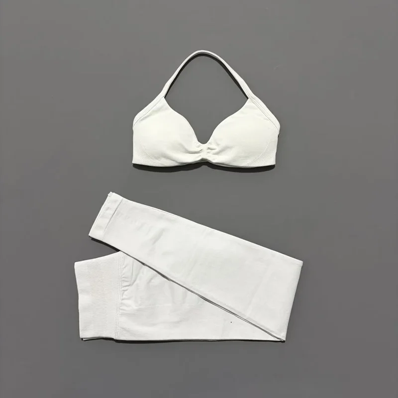 2Pcs HISTELLO Seamless Yoga Sports Set for Women Resistant Backless Bra Pilates Fitness Workout Running Leggings Gym Suit