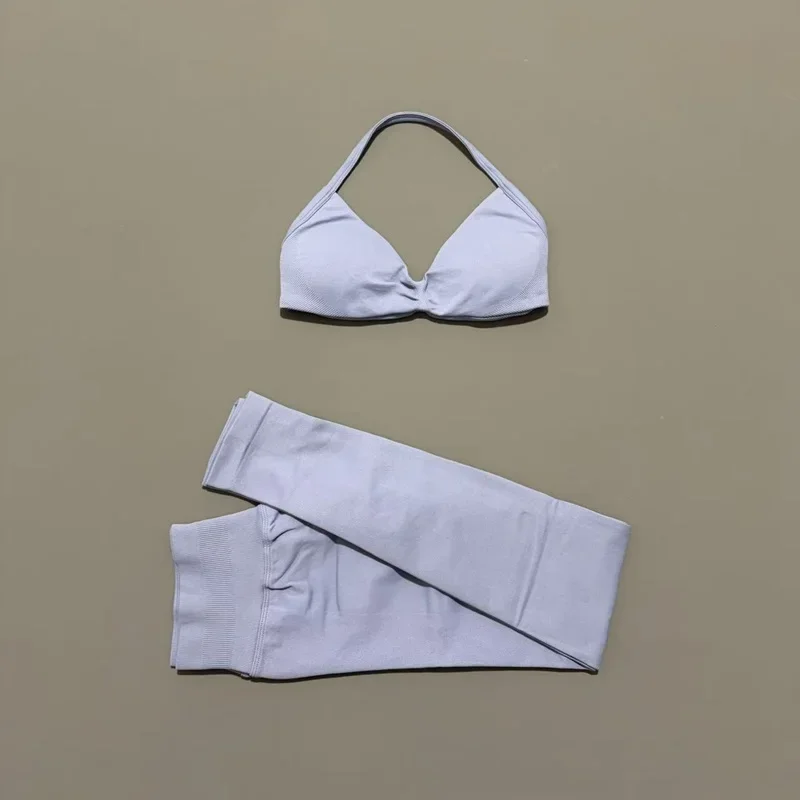 2Pcs HISTELLO Seamless Yoga Sports Set for Women Resistant Backless Bra Pilates Fitness Workout Running Leggings Gym Suit