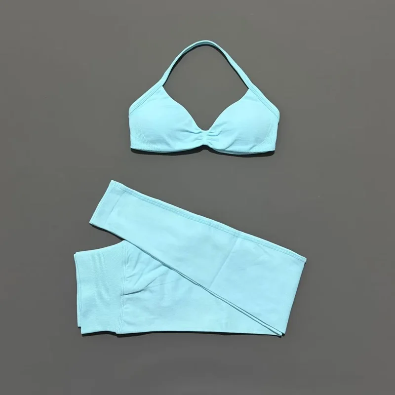 2Pcs HISTELLO Seamless Yoga Sports Set for Women Resistant Backless Bra Pilates Fitness Workout Running Leggings Gym Suit