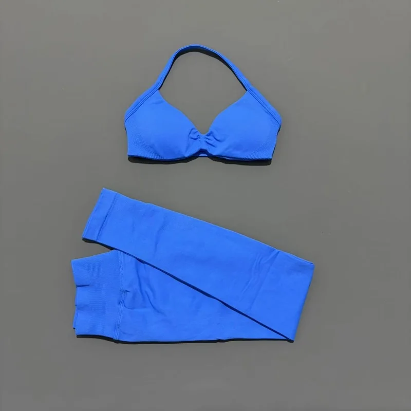 2Pcs HISTELLO Seamless Yoga Sports Set for Women Resistant Backless Bra Pilates Fitness Workout Running Leggings Gym Suit