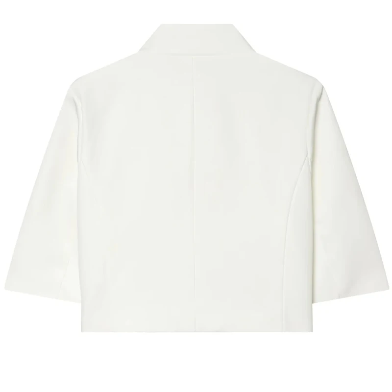 HXAO Asymmetric Crop White Blazer Woman Summer 2026 Office Wear Woman Elegant Button Short Sleeve Outerwear Fashion Suit Jacket