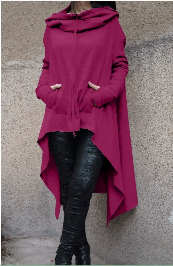Fashion Trends New European and N Pure Color Long Hoodie