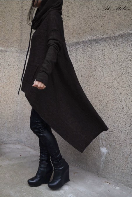 Fashion Trends New European and N Pure Color Long Hoodie