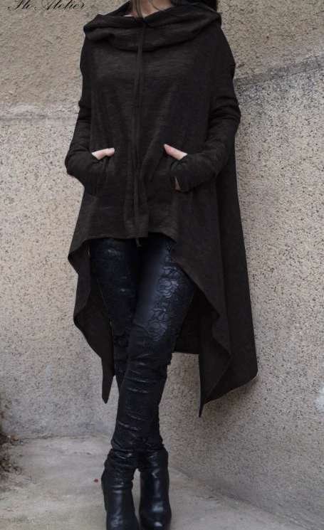 Fashion Trends New European and N Pure Color Long Hoodie