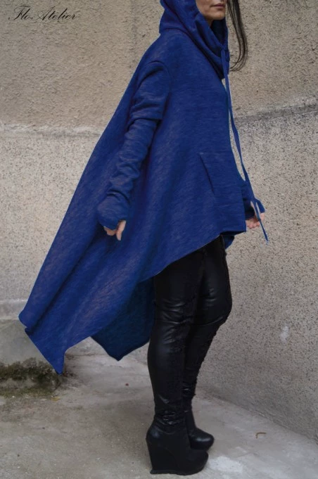 Fashion Trends New European and N Pure Color Long Hoodie