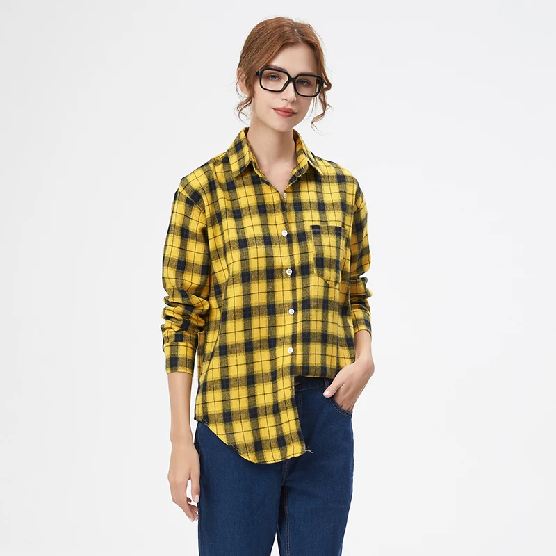 2025 Spring Loose Casual Womens Plaid Shirt Fresh College Style Long Sleeve Blouses And Tops Female Flannel Checked Clothes