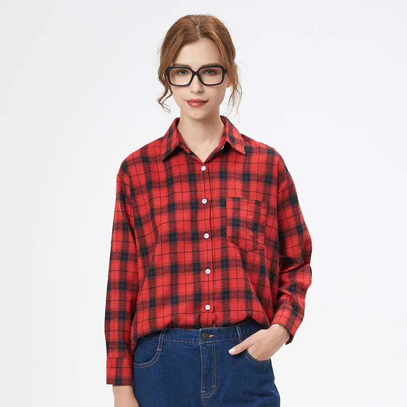 2025 Spring Loose Casual Womens Plaid Shirt Fresh College Style Long Sleeve Blouses And Tops Female Flannel Checked Clothes