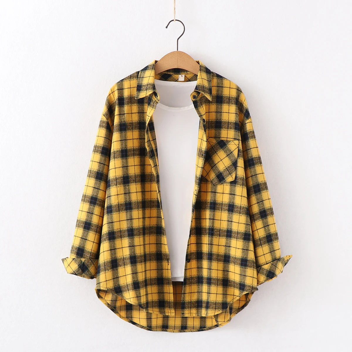 Fresh Flannel Plaid Shirt Women 2026 New Female Blouses and Tops Cotton Loose Long Sleeve Casual Shirts Fine Women's Clothes