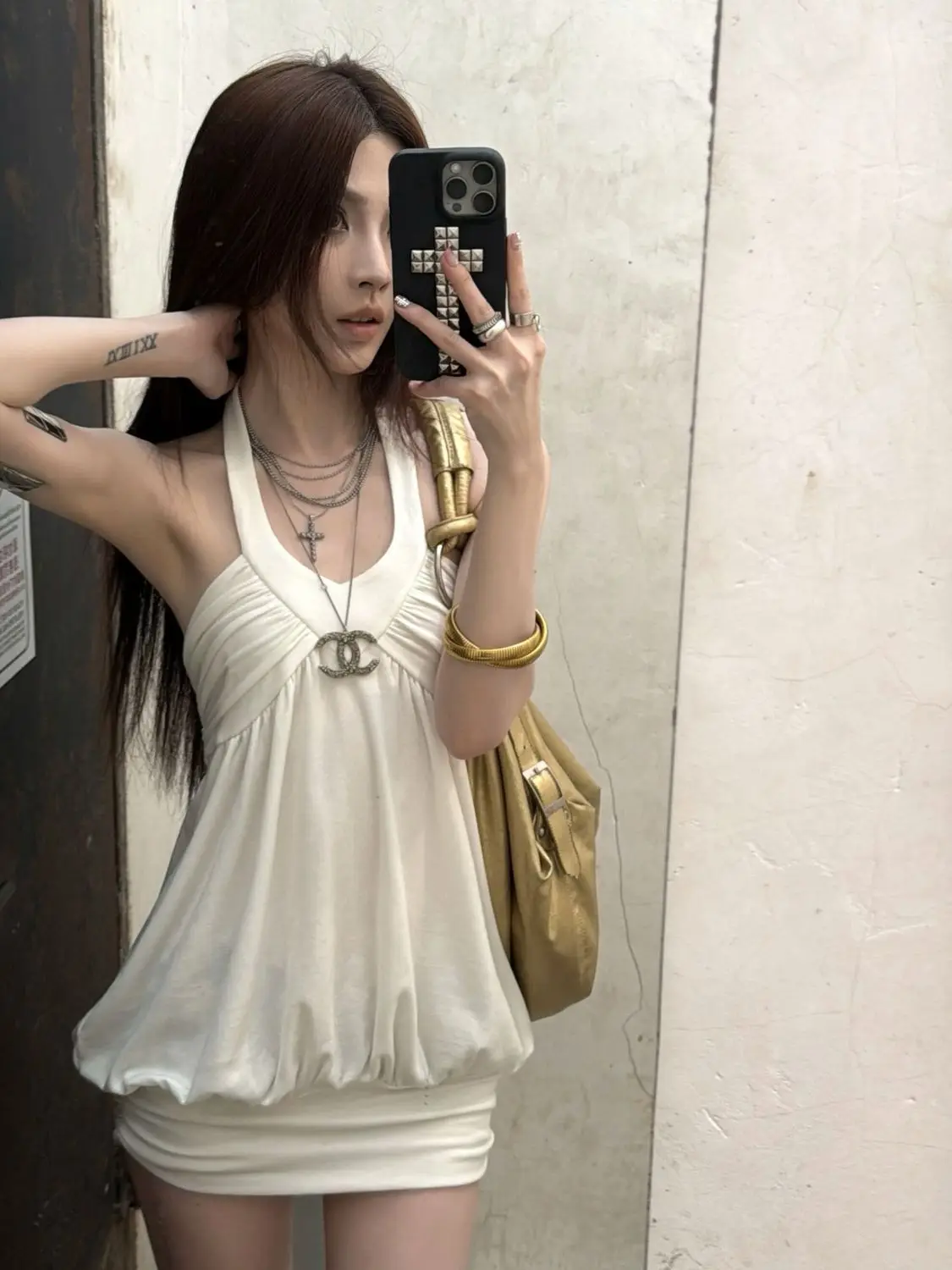 2026 Summer Sexy Hot Girl Multi Color Halter Backless Dress Women Pleated Design Bodycon Mini Dress Elegant Party Streetwear