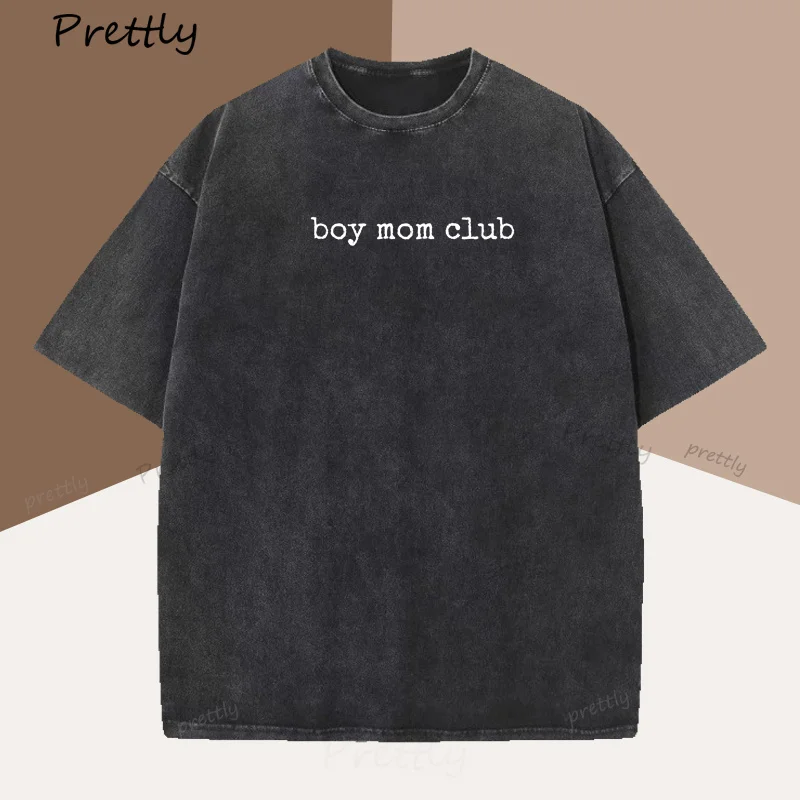 Boy Mom Club T Shirt Women Mom of Boys T-Shirt Cute Mom Life Tee Mother's Day Gift Mama Cotton Vintage Short Sleeve Oversized