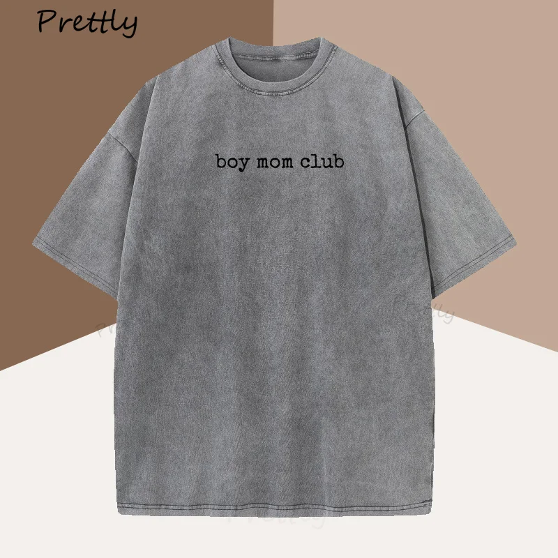 Boy Mom Club T Shirt Women Mom of Boys T-Shirt Cute Mom Life Tee Mother's Day Gift Mama Cotton Vintage Short Sleeve Oversized