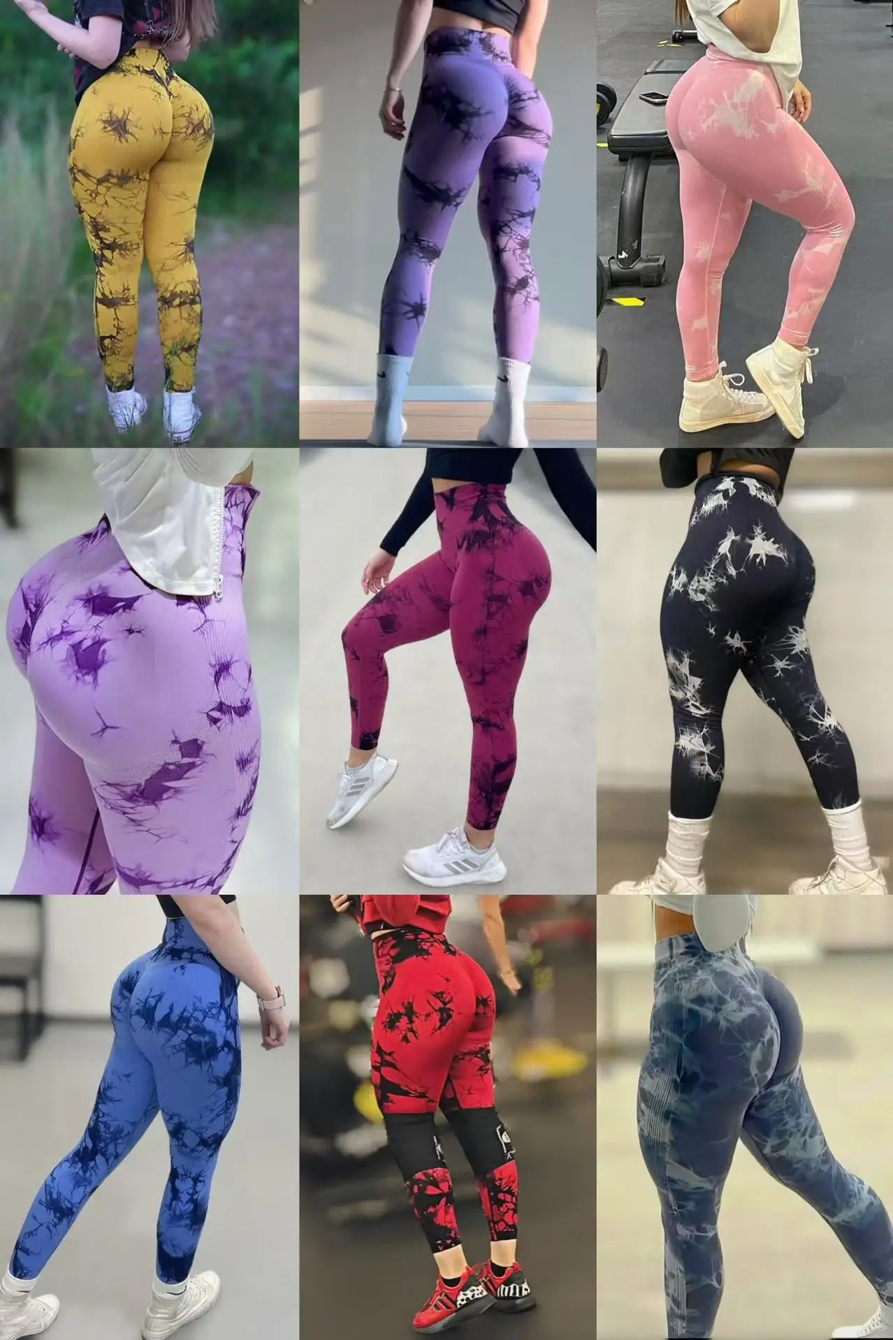 Women Tie Dye Leggings Gym Fitness Athletic Workout Elastic Leggins Butt Lifting Yoga Pants Tie-dye Sports Training Tights