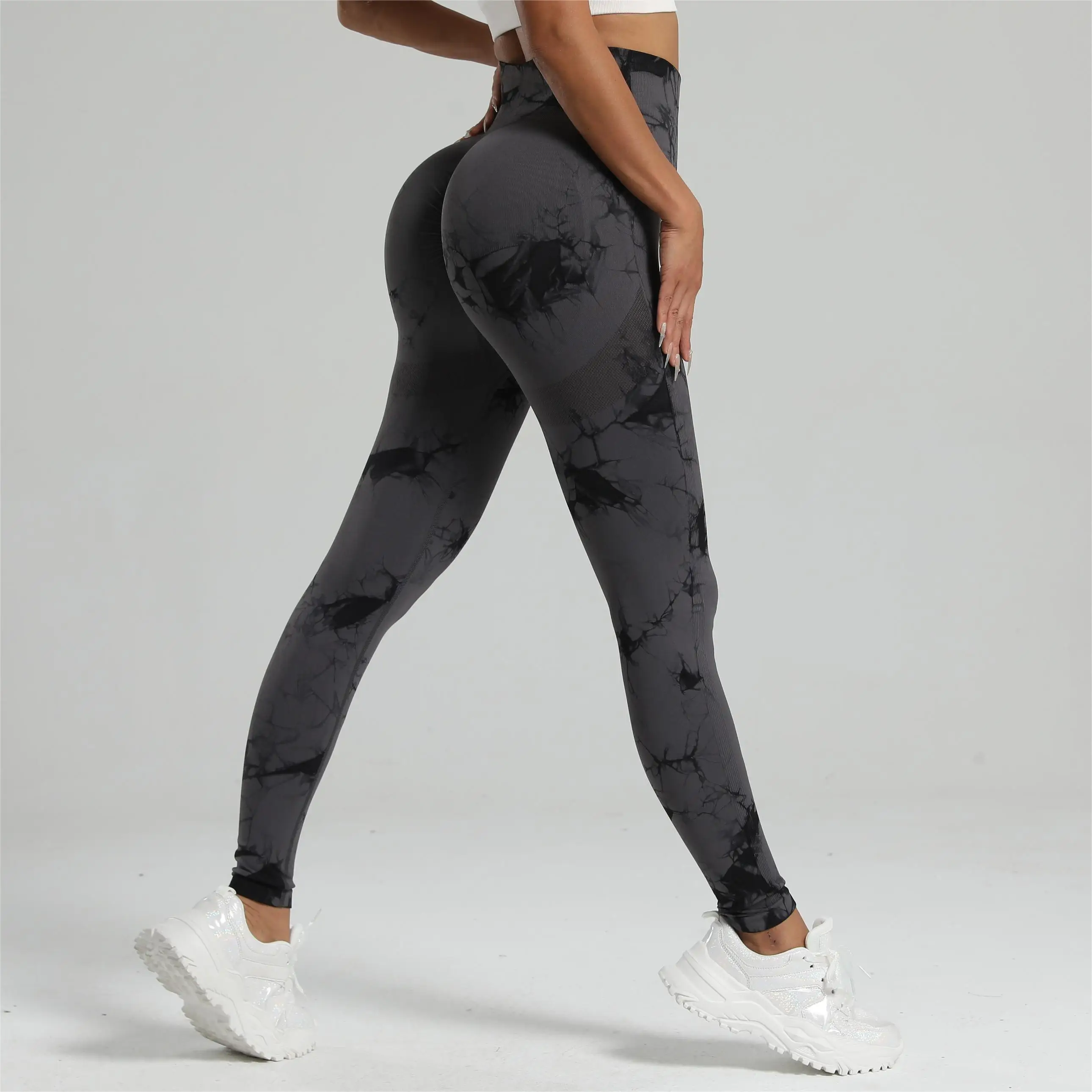 Women Tie Dye Leggings Gym Fitness Athletic Workout Elastic Leggins Butt Lifting Yoga Pants Tie-dye Sports Training Tights