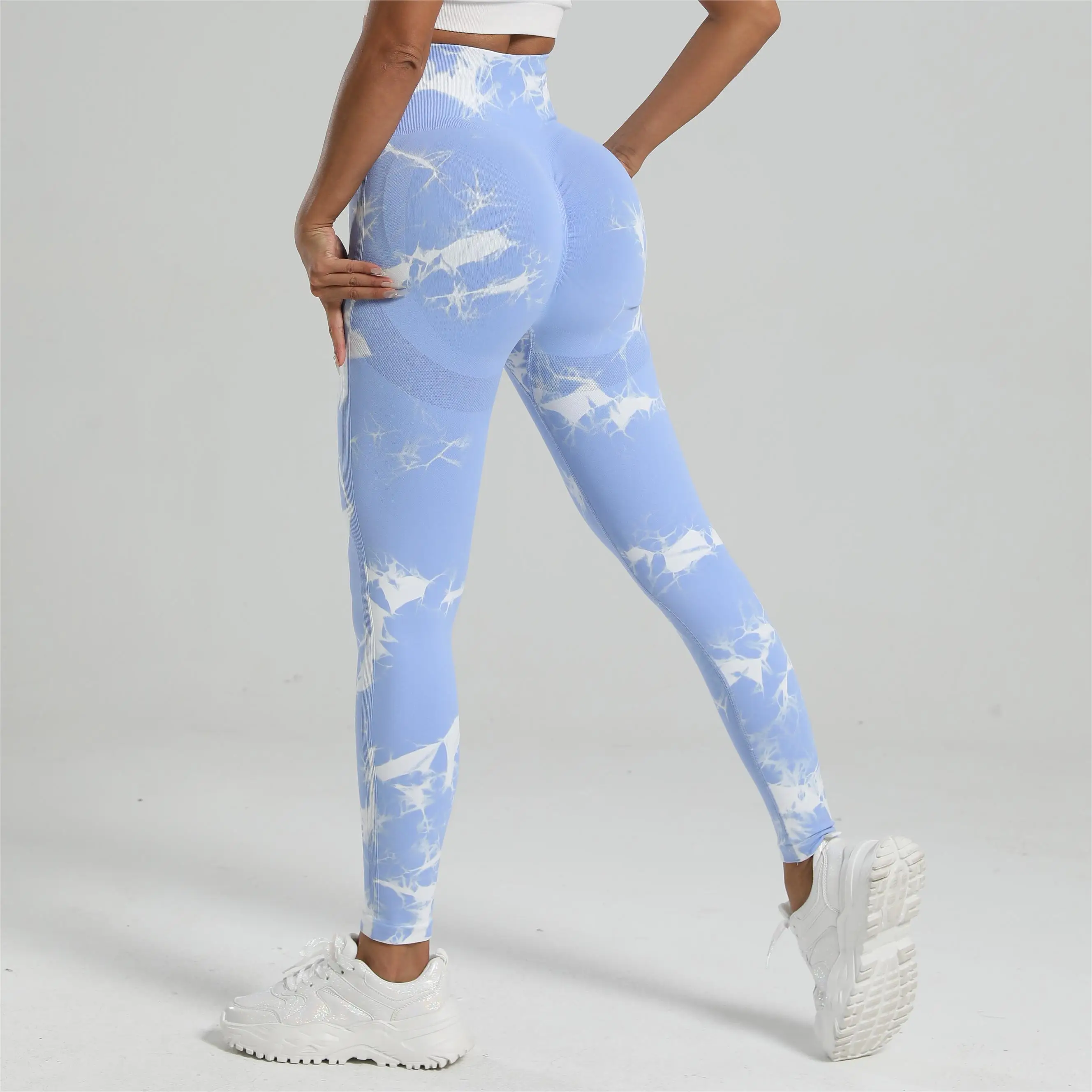 Women Tie Dye Leggings Gym Fitness Athletic Workout Elastic Leggins Butt Lifting Yoga Pants Tie-dye Sports Training Tights