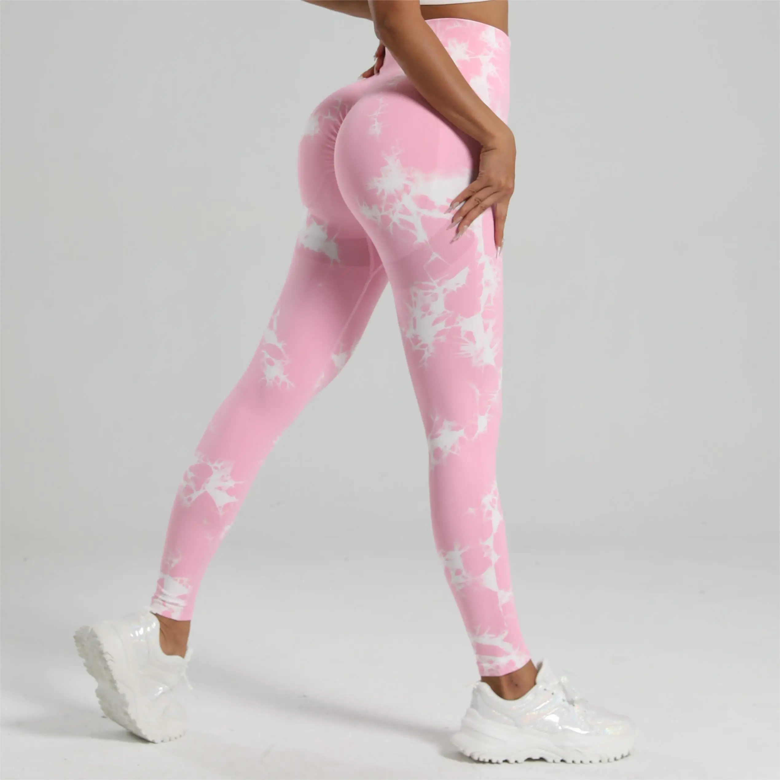 Women Tie Dye Leggings Gym Fitness Athletic Workout Elastic Leggins Butt Lifting Yoga Pants Tie-dye Sports Training Tights