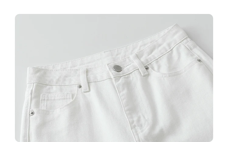 CHIC VEN Women Pants White Slim High Waisted Cotton Straight Leg Casual Slim Leg Jeans Girl Trouser Spring Autumn 2026