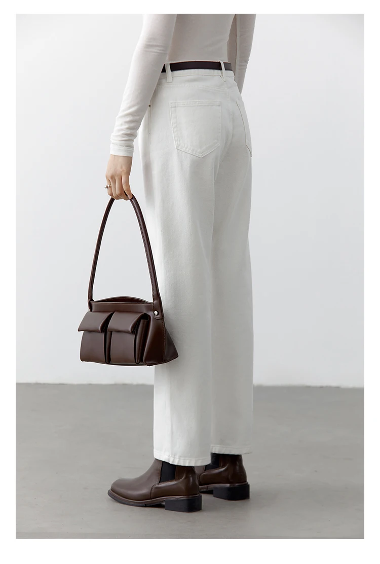 CHIC VEN Women Pants White Slim High Waisted Cotton Straight Leg Casual Slim Leg Jeans Girl Trouser Spring Autumn 2026