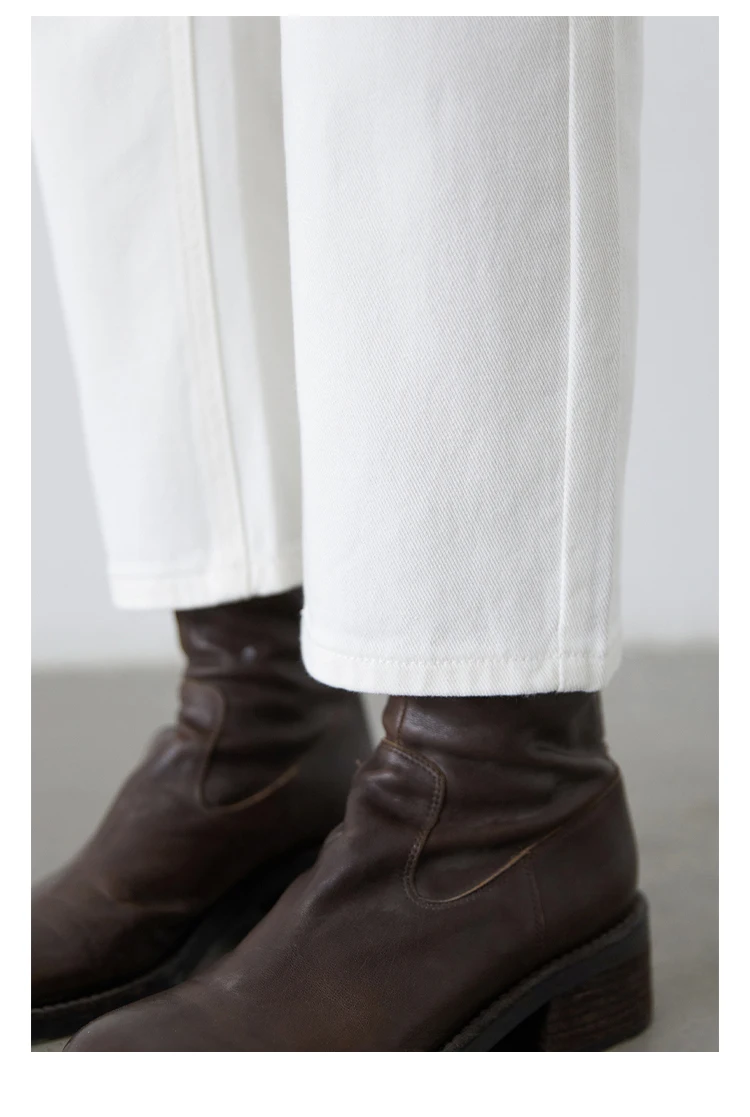 CHIC VEN Women Pants White Slim High Waisted Cotton Straight Leg Casual Slim Leg Jeans Girl Trouser Spring Autumn 2026