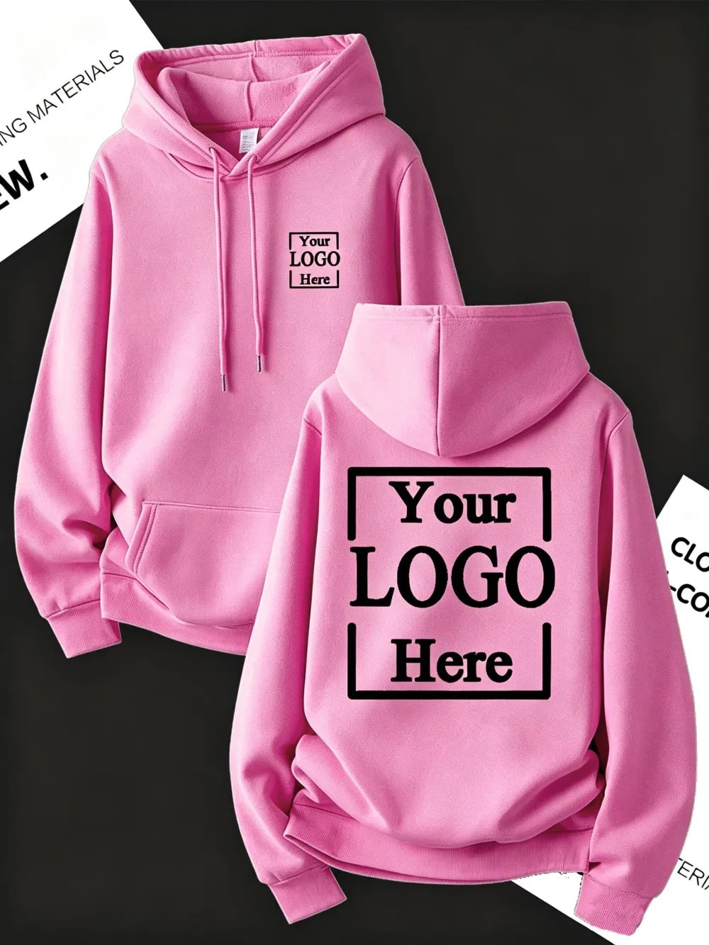 Customize Womens Hoodies Street Oversized Pocket Sweatshirts Hip Hop Unisex Tops DIY Your Logo/Graphic Pullovers Woman Clothes