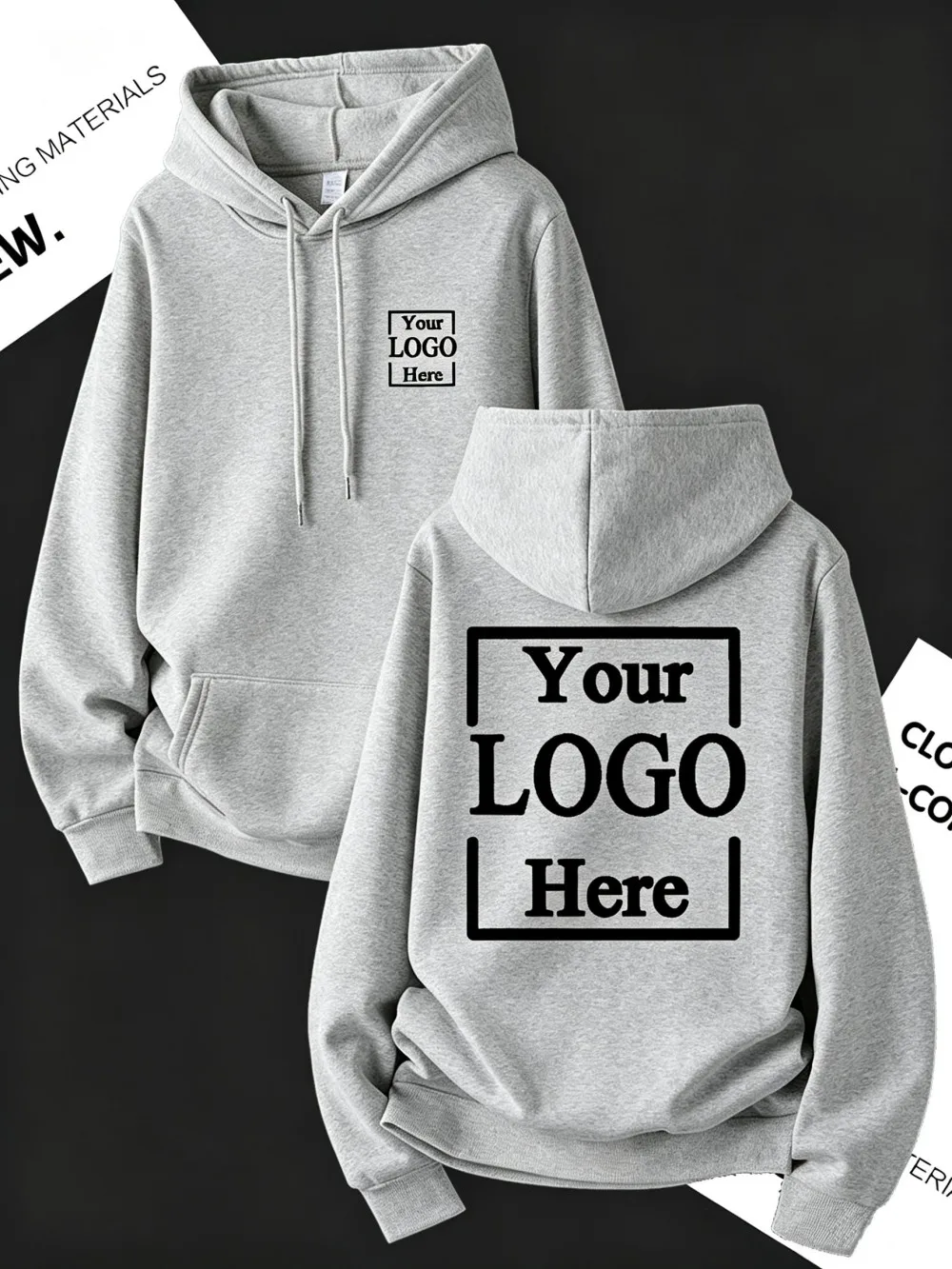 Customize Womens Hoodies Street Oversized Pocket Sweatshirts Hip Hop Unisex Tops DIY Your Logo/Graphic Pullovers Woman Clothes