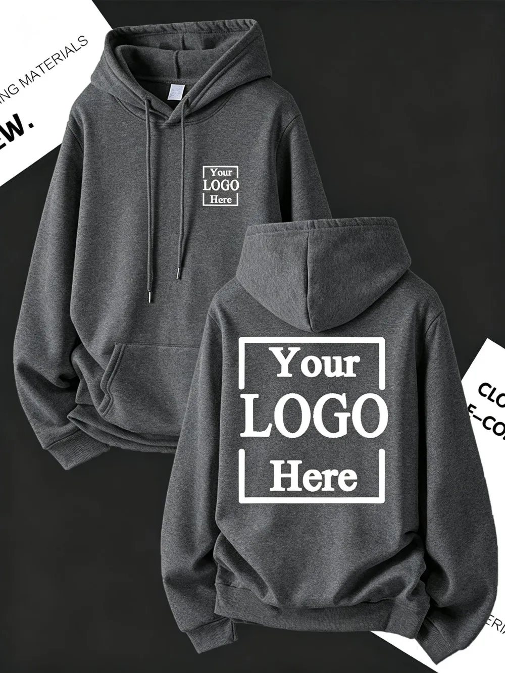 Customize Womens Hoodies Street Oversized Pocket Sweatshirts Hip Hop Unisex Tops DIY Your Logo/Graphic Pullovers Woman Clothes