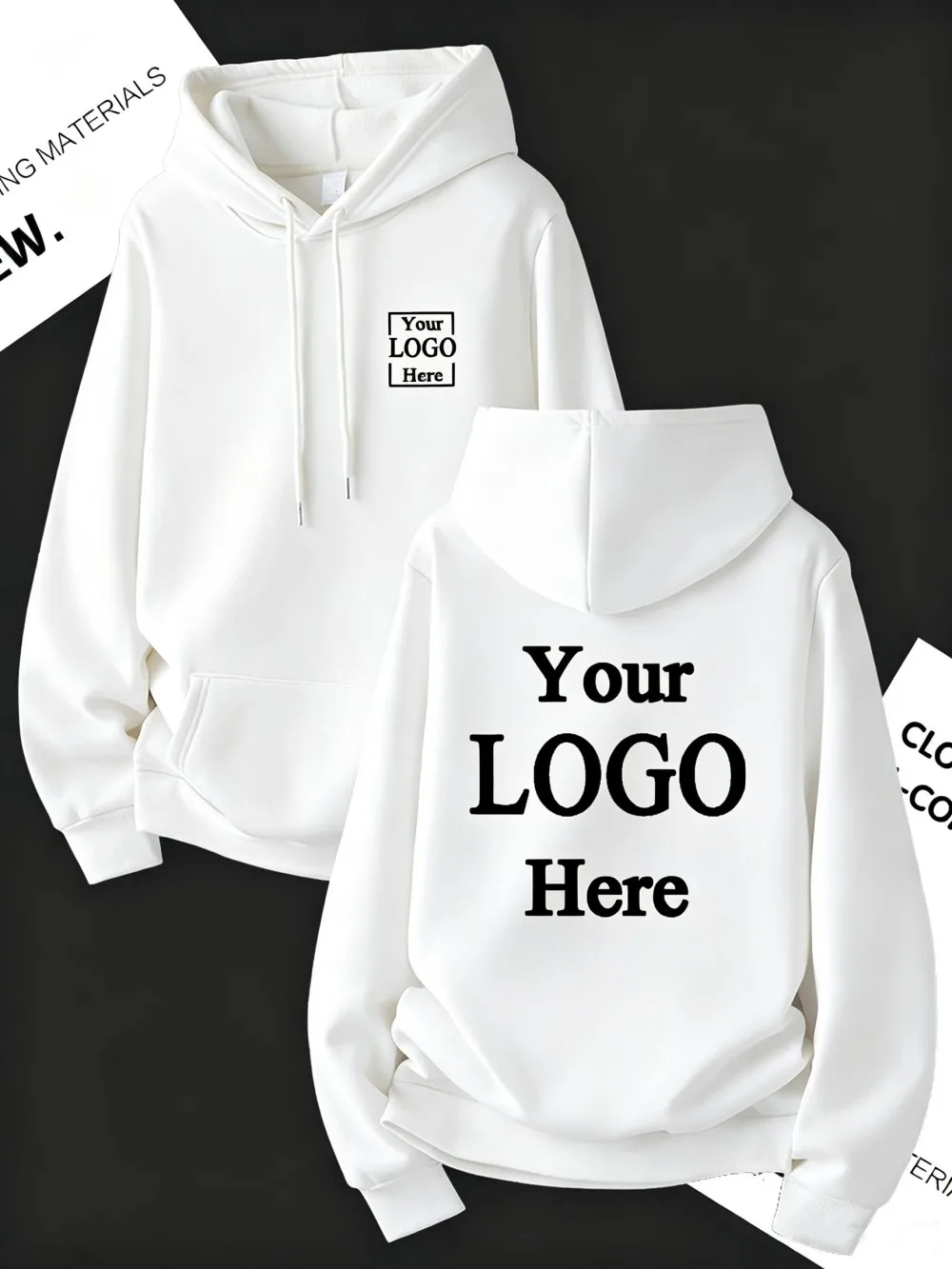 Customize Womens Hoodies Street Oversized Pocket Sweatshirts Hip Hop Unisex Tops DIY Your Logo/Graphic Pullovers Woman Clothes