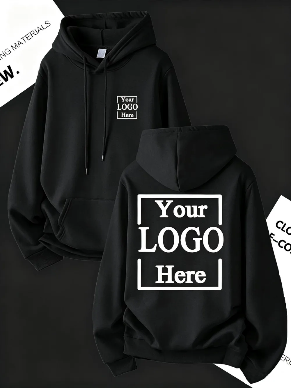Customize Womens Hoodies Street Oversized Pocket Sweatshirts Hip Hop Unisex Tops DIY Your Logo/Graphic Pullovers Woman Clothes